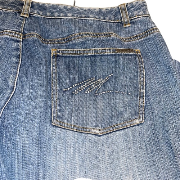 Michael Kors Women Distressed Stretch Bootcut Flare Bling Y2K Denim Jeans Sz 12 - Picture 4 of 14